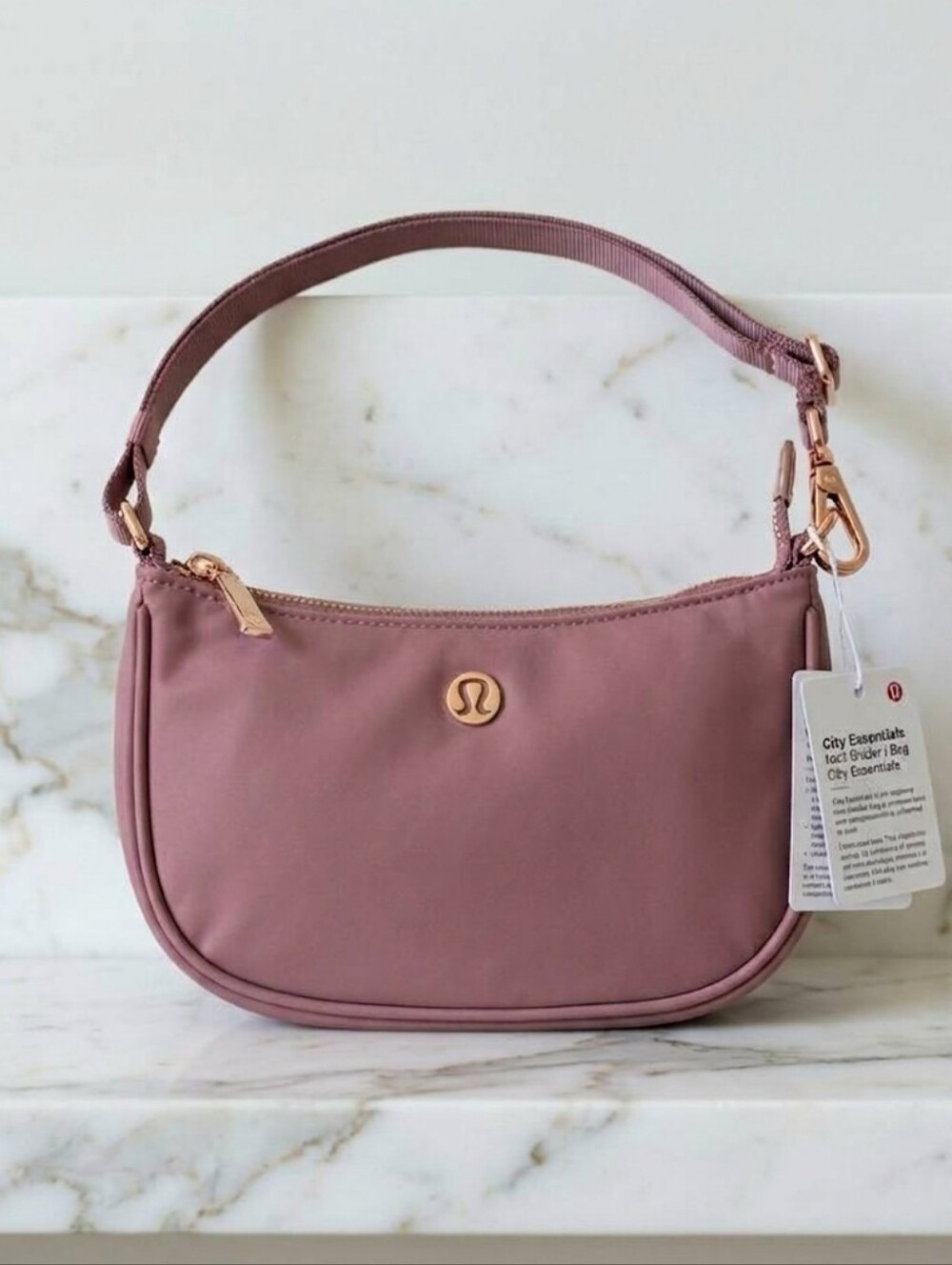 Lululemon City Essentials Mini Shoulder Bag Dusk Pink Mauve W/ Rose Gold Hardwar